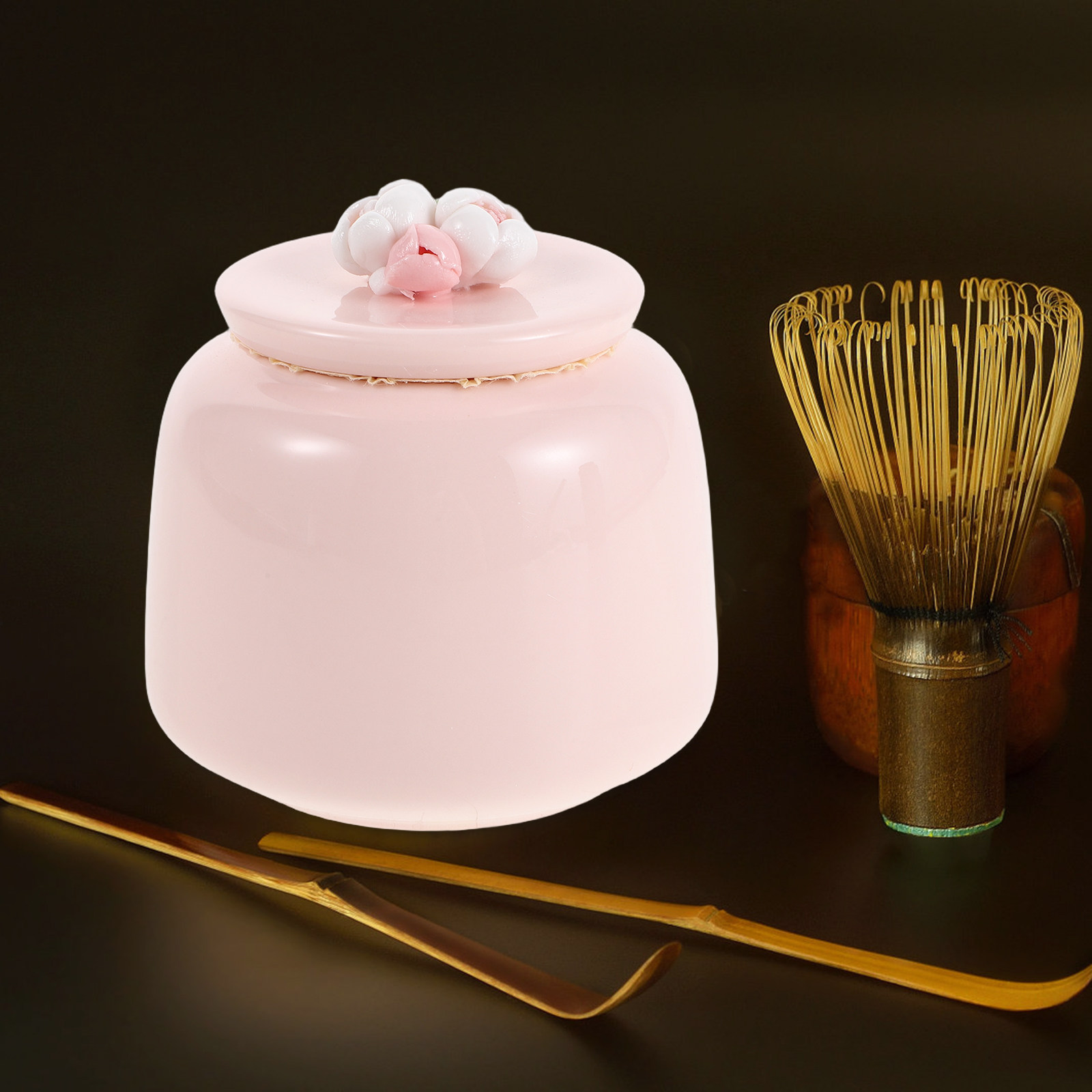 Ceramic Tea Jar Pink Porcelain - Coffee Tea And Sugar Canisters 评论和价格