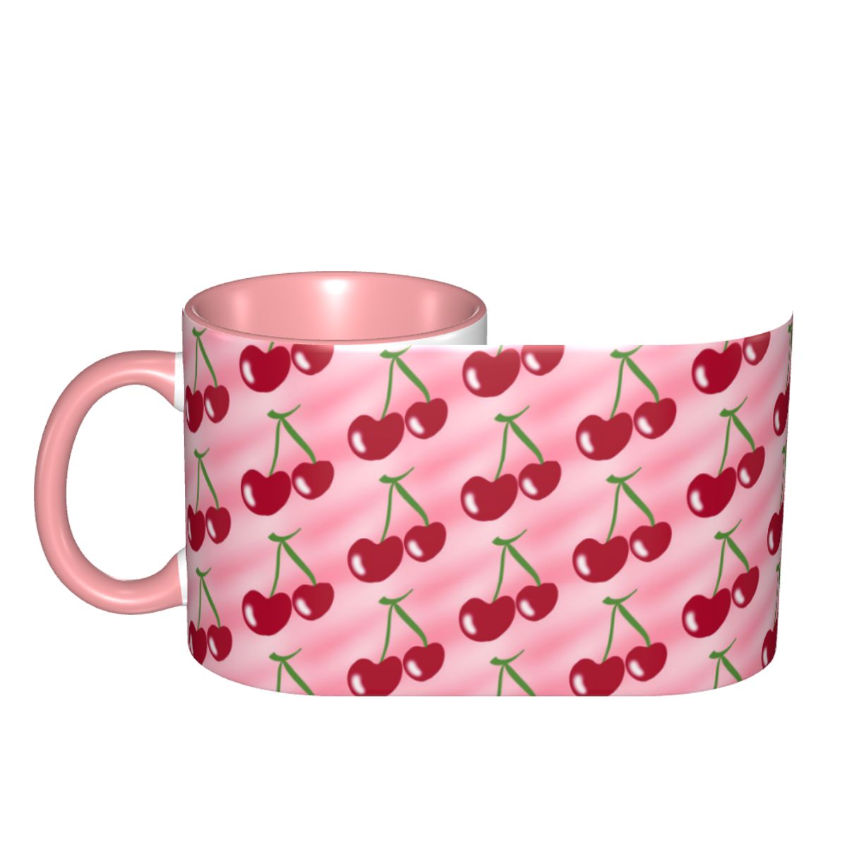 Red Cherry Green Stems Pink Mu - Coffee Tea Green 评论和价格