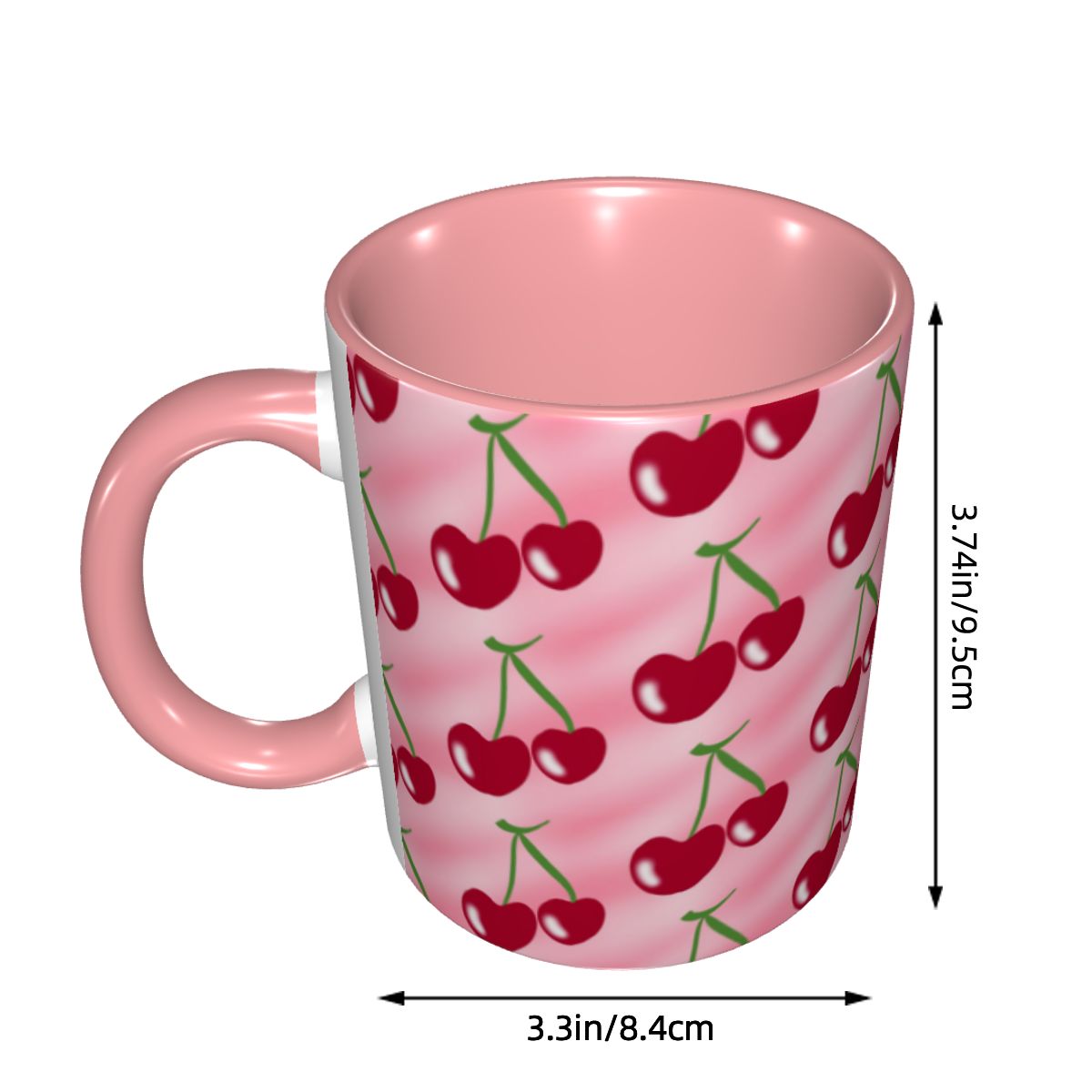 Red Cherry Green Stems Pink Mu - Coffee Tea Green 评论和价格