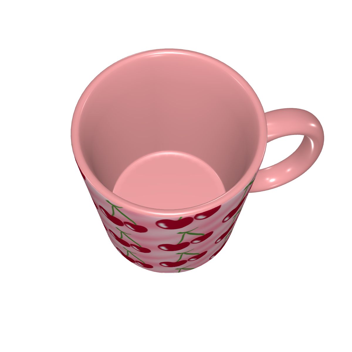 Red Cherry Green Stems Pink Mu - Coffee Tea Green 评论和价格