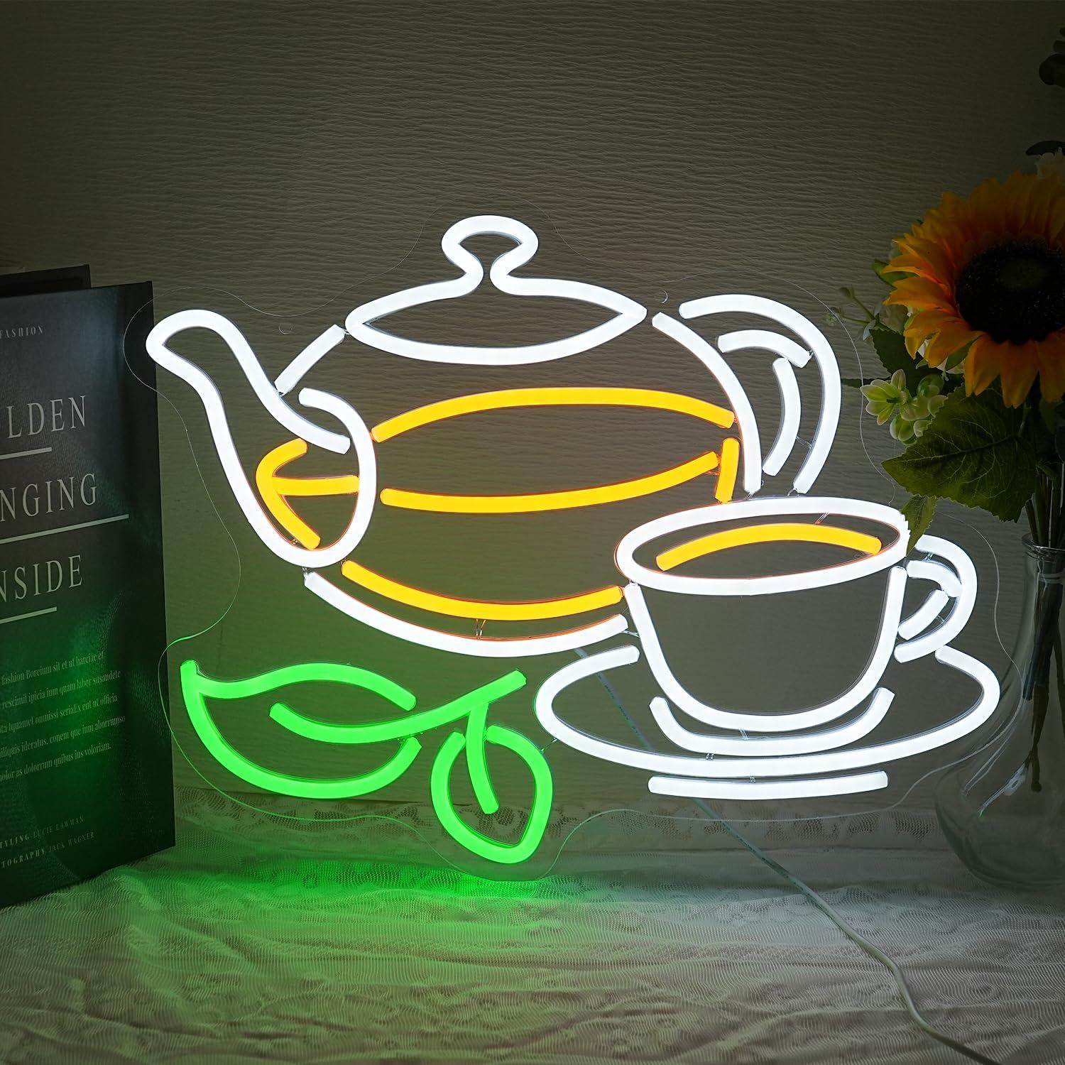 Tea Neon Sign USB Dimmable LED - Coffee Tea Plantation 评论和价格