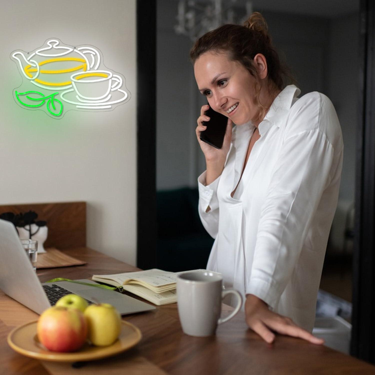 Tea Neon Sign USB Dimmable LED - Coffee Tea Plantation 评论和价格