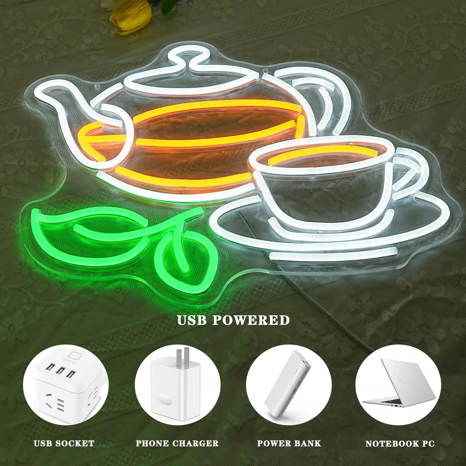 Tea Neon Sign USB Dimmable LED - Coffee Tea Plantation 评论和价格