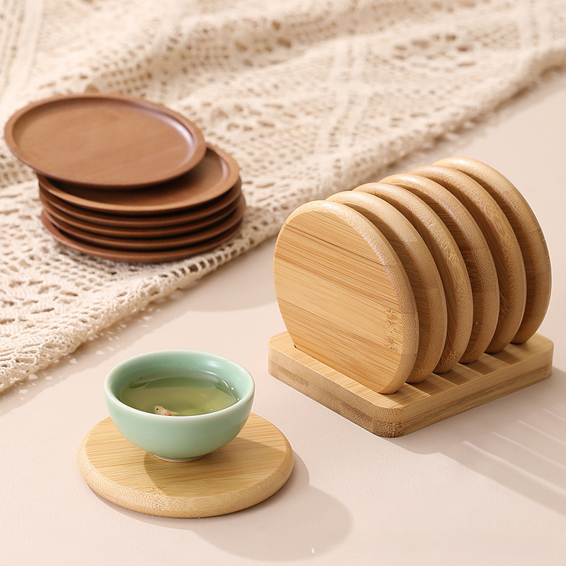 Bamboo Round Coaster Anti-scal - Coffee Tea Place 评论和价格