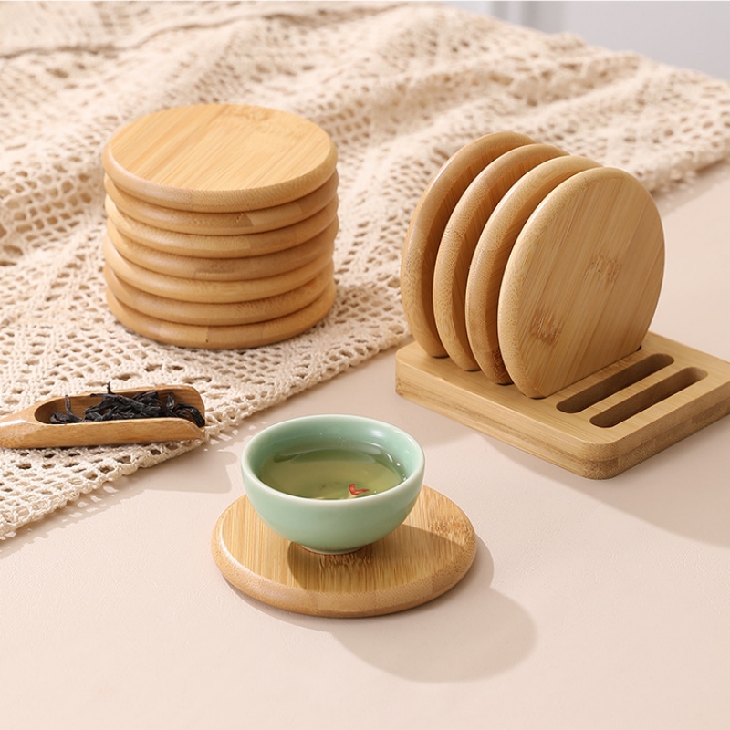 Bamboo Round Coaster Anti-scal - Coffee Tea Place 评论和价格