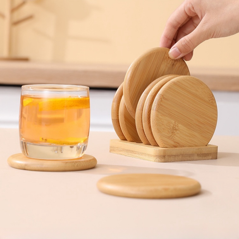 Bamboo Round Coaster Anti-scal - Coffee Tea Place 评论和价格