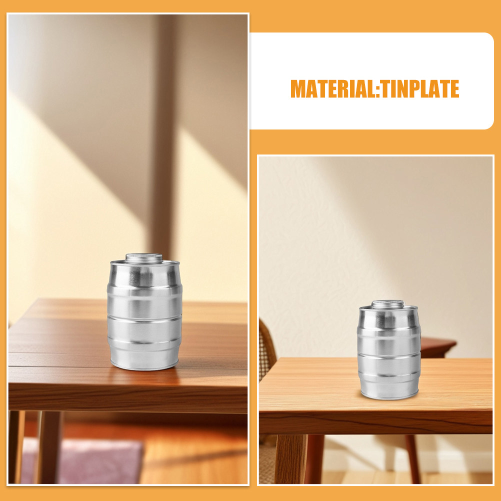 Retro Wine Barrel Shaped Tinpl - Coffee Tea And Sugar Canisters 评论和价格