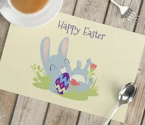Cartoon Easter Bunny Eggs Prin - Coffee Tea Place 评论和价格