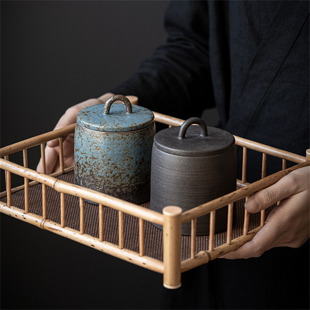 Ceramic Tea Caddy Sealed Jar S - Coffee Tea And Sugar Canisters 评论和价格