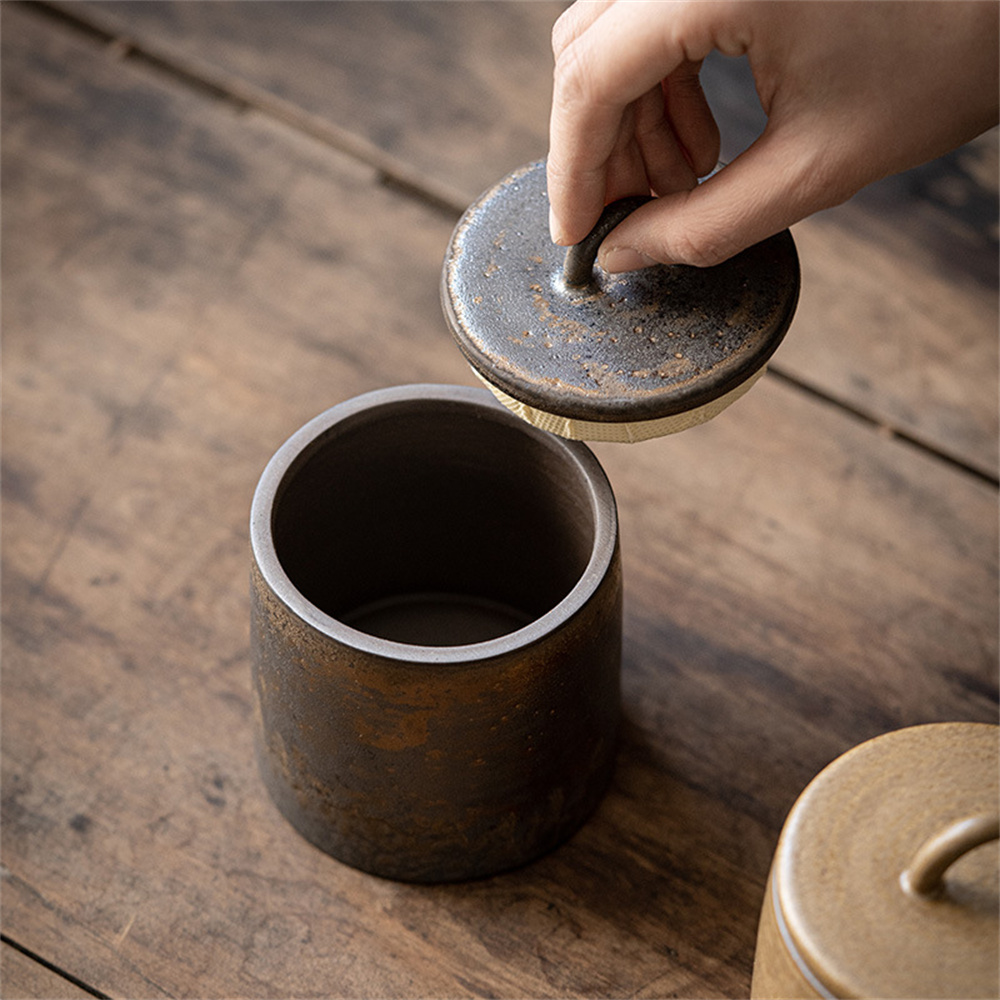 Ceramic Tea Caddy Sealed Jar S - Coffee Tea And Sugar Canisters 评论和价格