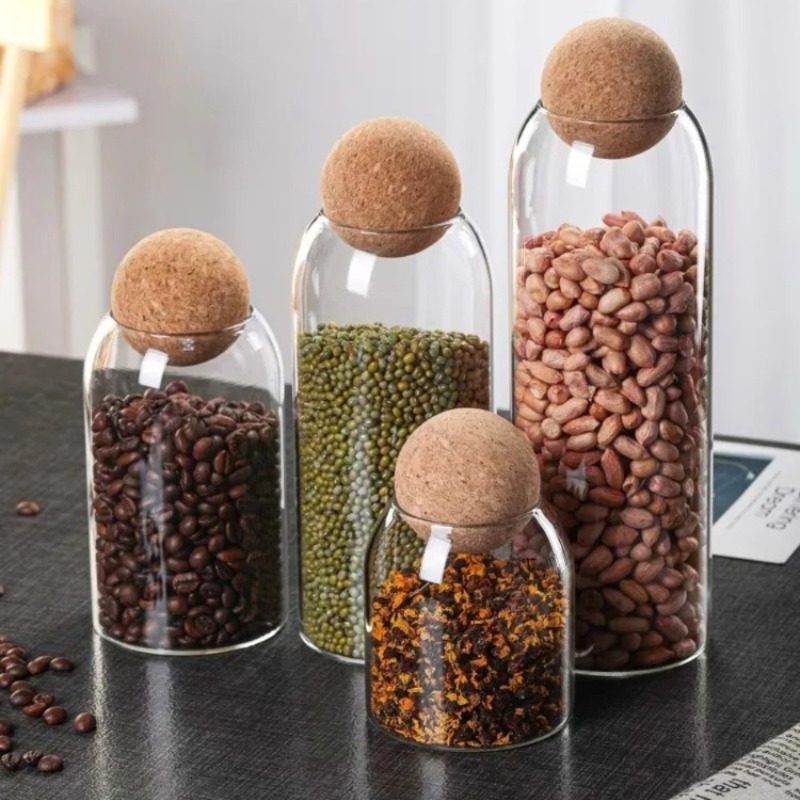Glass Storage Jars with Ball C - Tea Coffee Sugar Container 评论和价格