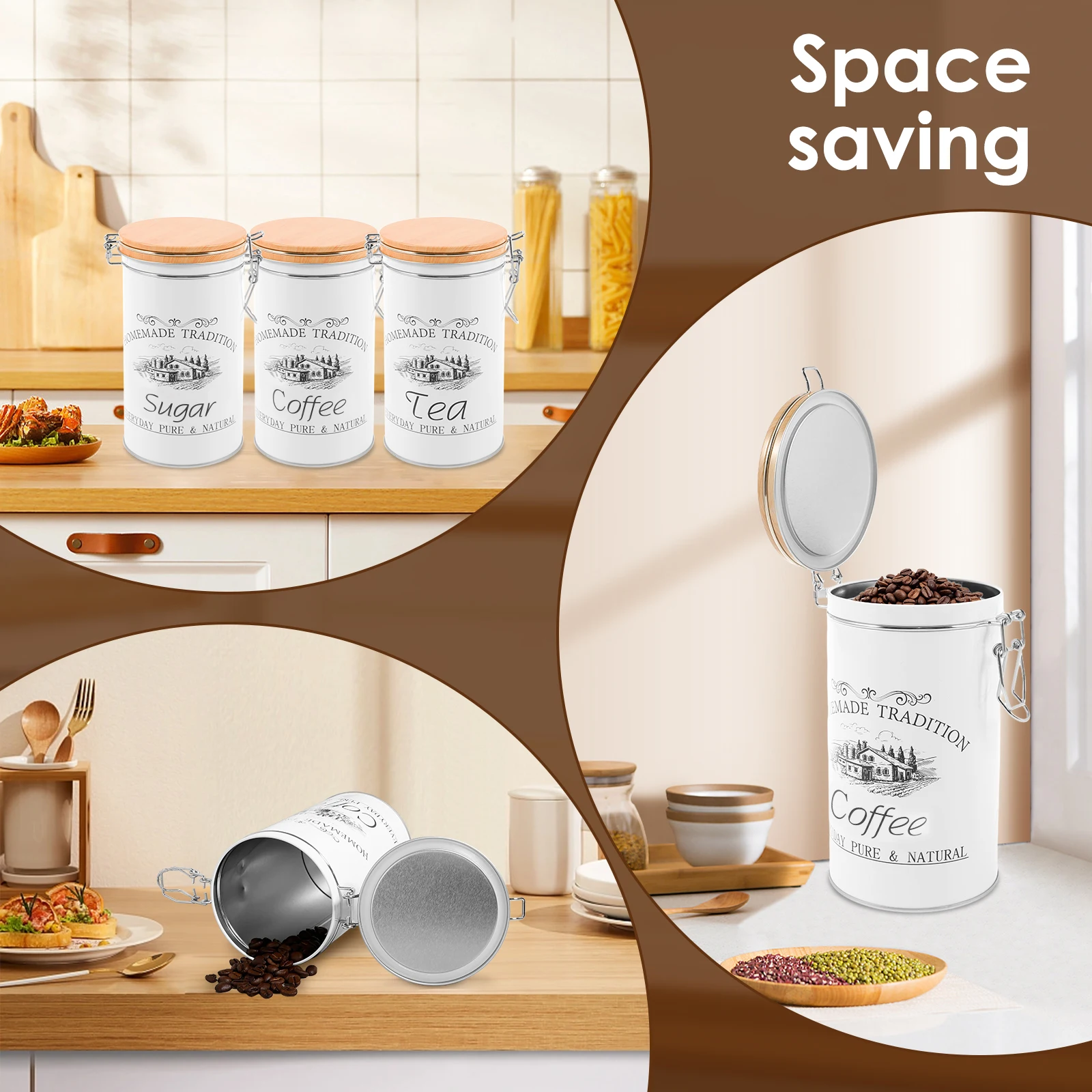 3Pcs/Set Tea Coffee Sugar Cani - Coffee Tea And Sugar Canisters 评论和价格