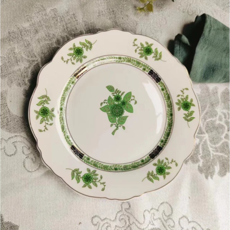 Vintage Green Floral Porcelain - Coffee Tea Green 评论和价格