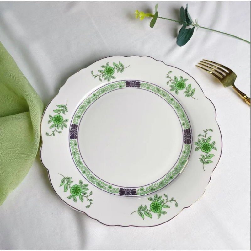 Vintage Green Floral Porcelain - Coffee Tea Green 评论和价格