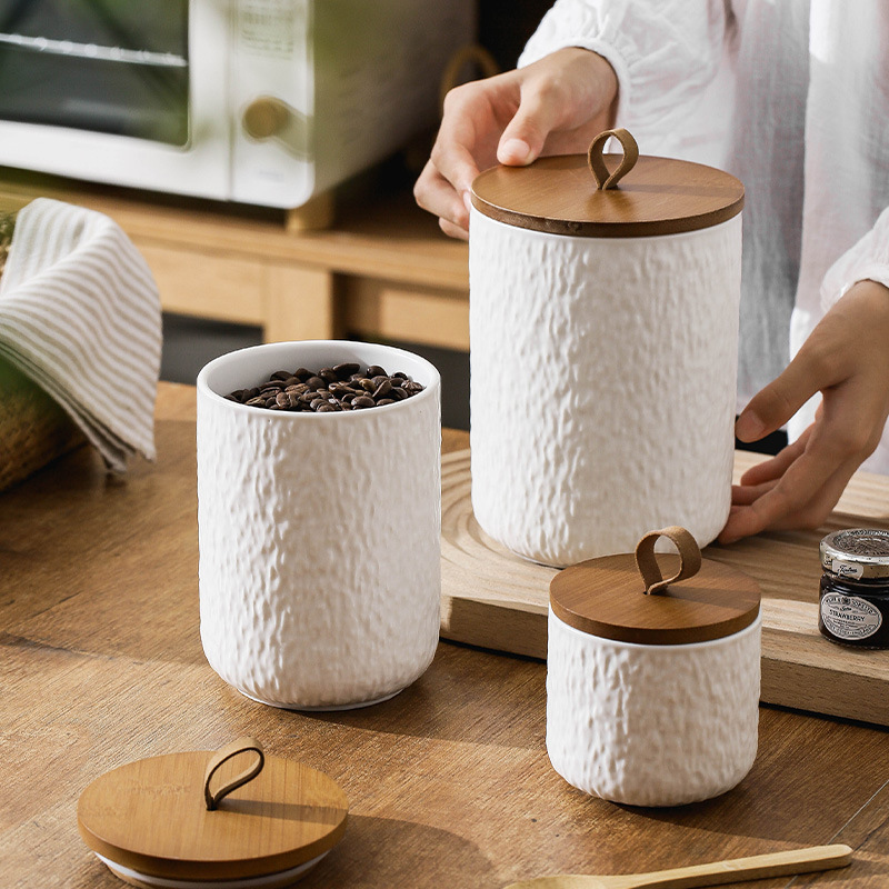 Rock Pattern Ceramic Tea Stora - Coffee Tea And Sugar Canisters 评论和价格