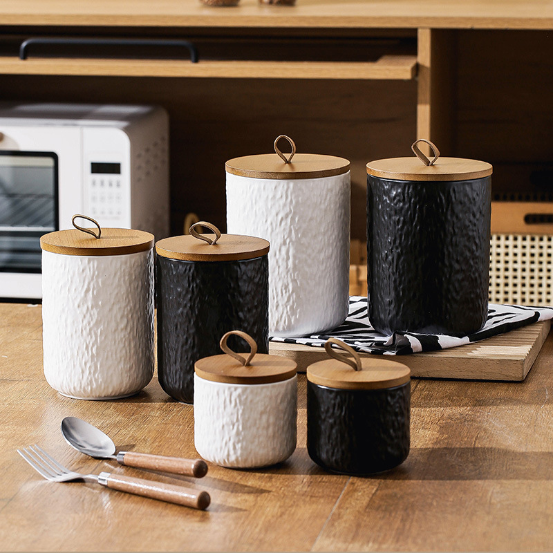 Rock Pattern Ceramic Tea Stora - Coffee Tea And Sugar Canisters 评论和价格
