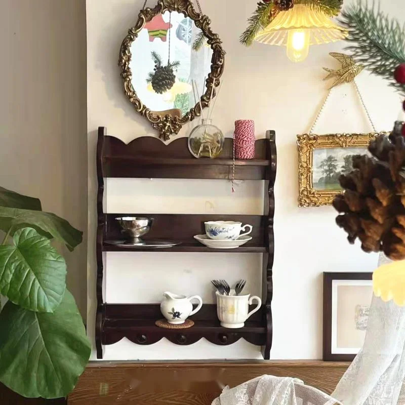 Retro Solid Wood Wall Shelf An - Coffee Tea Images 评论和价格