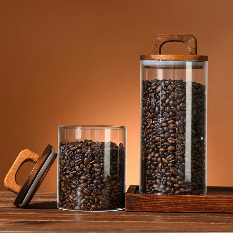 Clear Glass Jar with Bamboo Li - Coffee Tea And Sugar Canisters 评论和价格