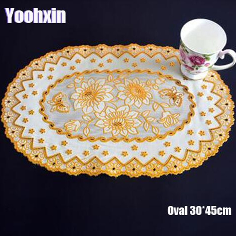 HOT Oval Lace PVC Gold Plastic - Coffee Tea Place 评论和价格