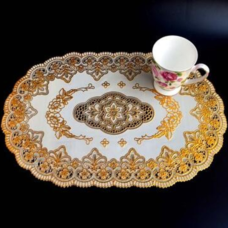 HOT Oval Lace PVC Gold Plastic - Coffee Tea Place 评论和价格