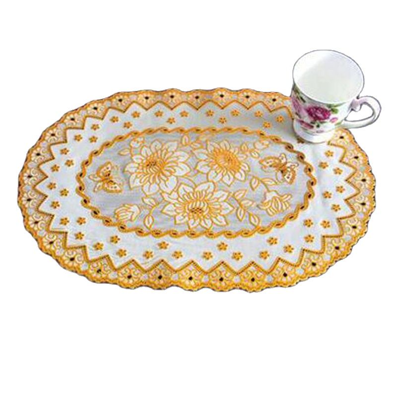 HOT Oval Lace PVC Gold Plastic - Coffee Tea Place 评论和价格