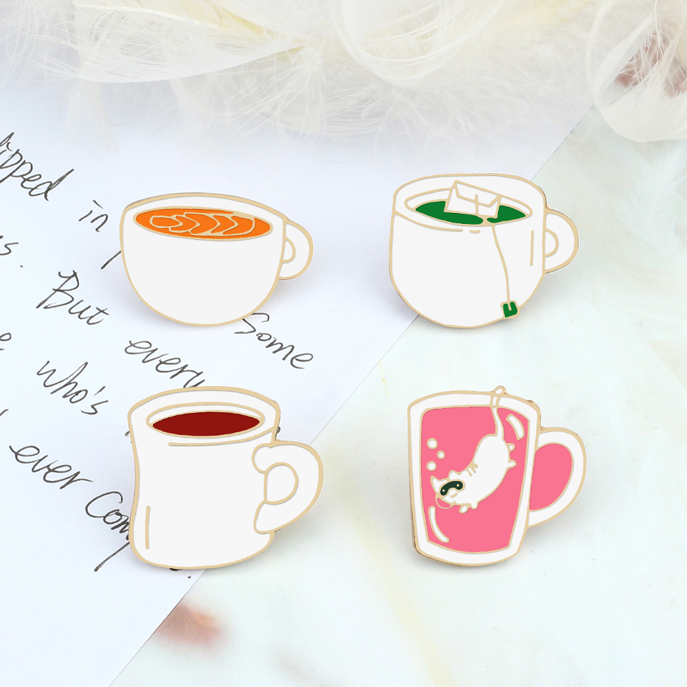 4 Style Drink Enamel Pins Crea - Coffee Tea Green 评论和价格