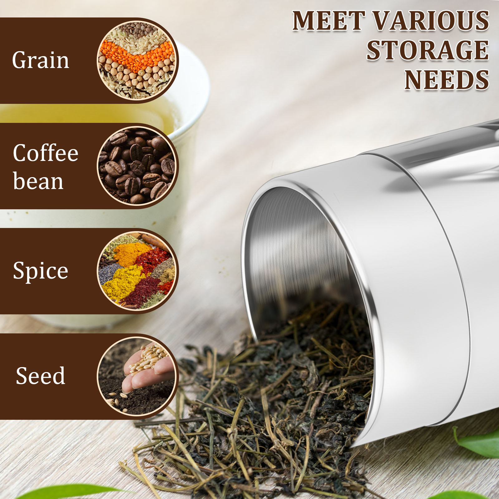 Stainless Steel Tea Leaf Tins  - Coffee Tea And Sugar Canisters 评论和价格