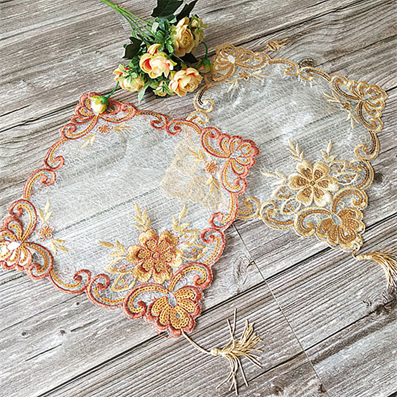 Hot Lace Embroidery Table Plac - Coffee Tea Place 评论和价格