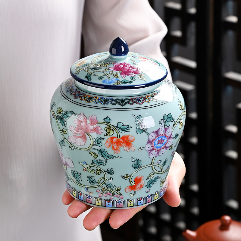 Ceramic tea jar Enamel General - Coffee Tea Green 评论和价格