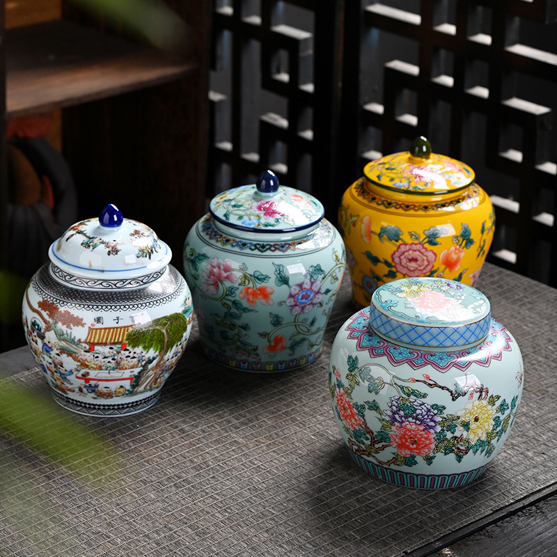Ceramic tea jar Enamel General - Coffee Tea Green 评论和价格