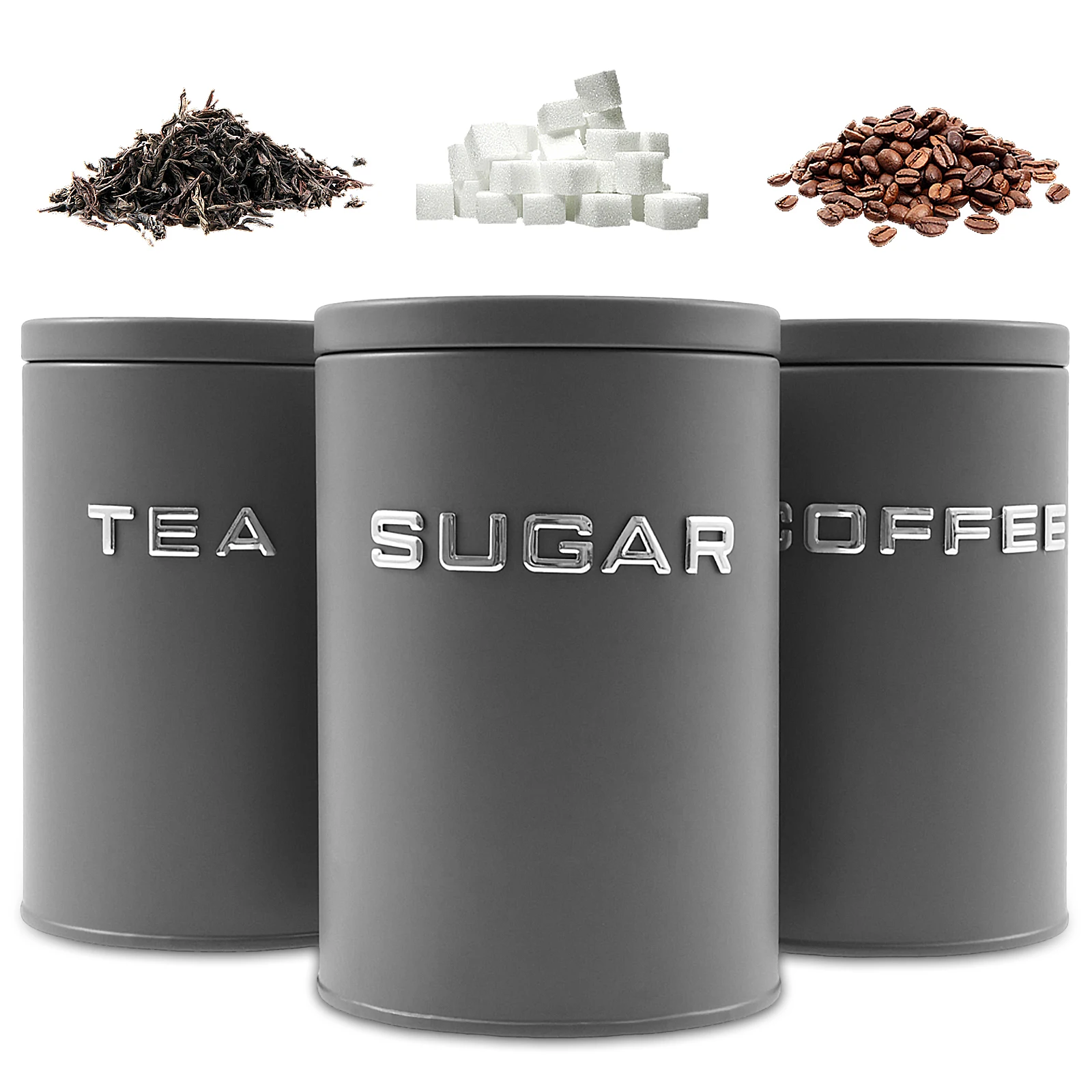3 Pcs Tea Coffee Sugar Caniste - Coffee Tea And Sugar Canisters 评论和价格